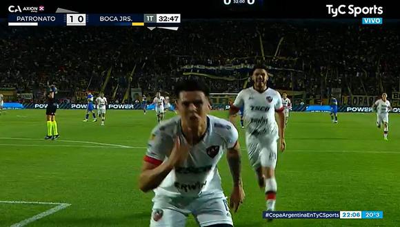 Gol de Marcelo Estigarribia para el 1-0 de Patronato vs. Boca. (Captura: TyC Sports)