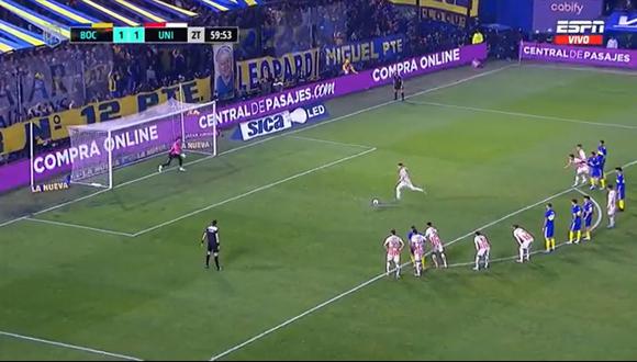 Franco Troyansky anotó el gol del triunfo de Unión de Santa Fe sobre Boca Juniors. (Foto: Captura ESPN)