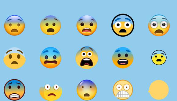 Así luce el famoso emoji con la frente celeste en diversas plataformas distintas a WhatsApp. (Foto: Emojipedia)