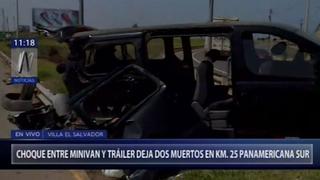 Panamericana Sur: choque entre minivan y tráiler deja dos muertos