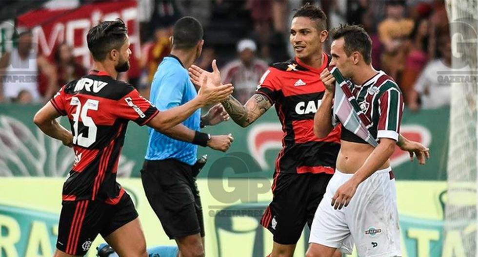 Miguel Trauco y Paolo Guerreo jugaron en la derrota del Flamengo ante Fluminense por la final de la Taça Guanabara. (Foto: Gazeta Press)