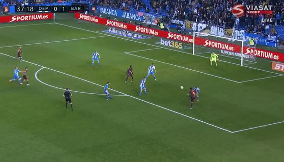 Barcelona vs. La Coruña: Messi marcó espectacular gol tras asistencia de Suárez. (Foto: Captura)