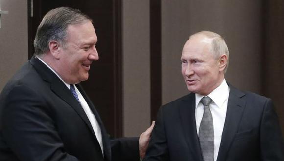 Mike Pompeo y Vladimir Putin se reunieron este martes en Sochi.