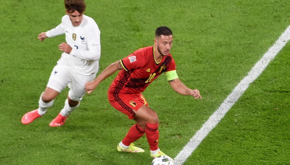Eden Hazard acabó el partido Bélgica vs. Francia con una molestia. (Foto: EFE)