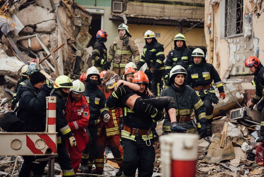 The number of people rescued from the rubble grew in the hours after the attack.  (GETTY IMAGES).