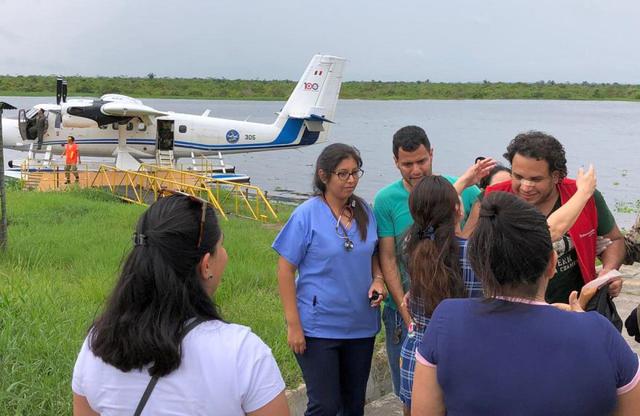 A las 11 de la mañana de hoy, miembros de la FAP ubicaron y rescataron a los cuatro tripulantes del hidroavión de la empresa “Alas del Oriente”, reportada como desaparecida en la provincia de Requena (Foto: Daniel Carbajal)