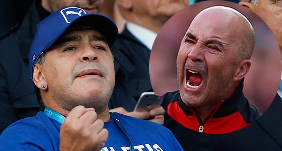 Diego Maradona no quiere saber nada de Jorge Sampaoli en la selección argentina. (Foto: Getty Images/Producción)