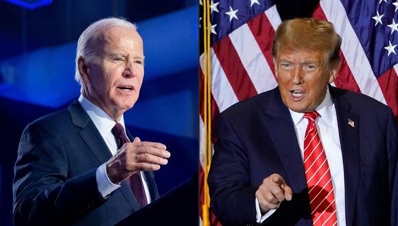 El presidente estadounidense Joe Biden; y el aspirante presidencial republicano y expresidente estadounidense Donald Trump. (Foto de SAUL LOEB y TIMOTHY A. CLARY / AFP)