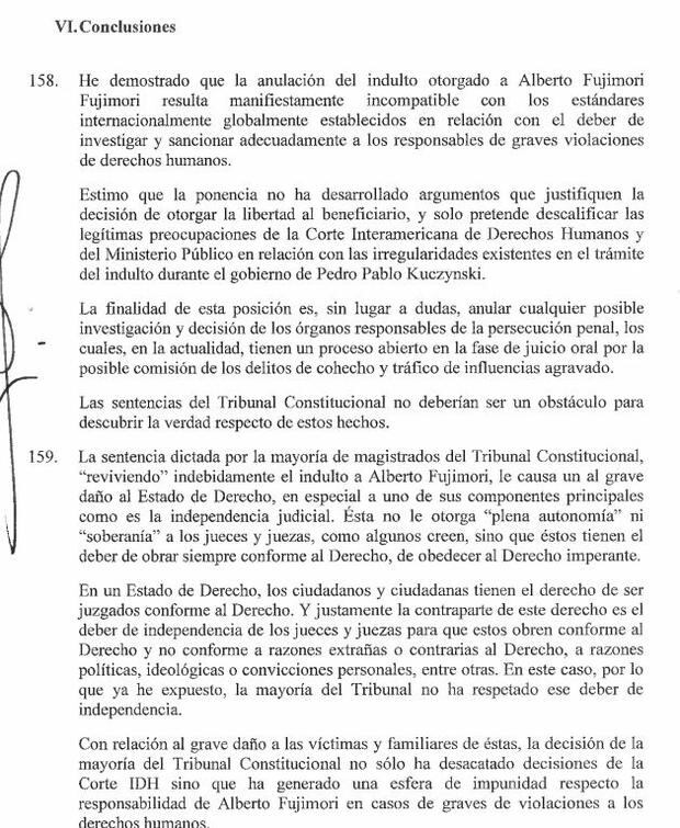 Estas son las conclusiones del voto en contra de Ledesma