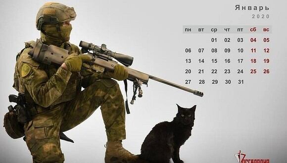 Calendario felino-militar. (Foto: Guardia Nacional de Rusia)