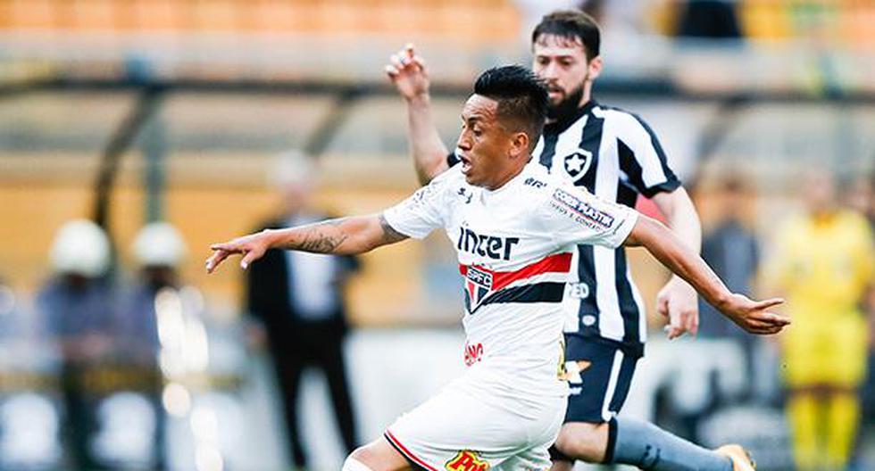 Christian Cueva jugó poco más de 30 minutos en el empate de Sao Paulo ante Botafogo. (Foto: Getty Images)