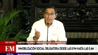 Coronavirus en Perú: Martín Vizcarra anuncia inmovilización obligatoria entre 8:00 pm y 5:00 am