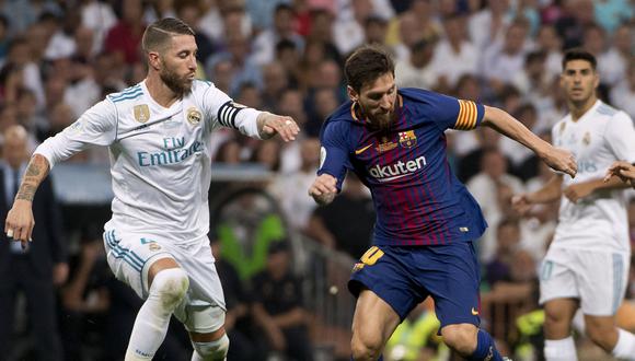 Lionel Messi estuvo bien marcado por Sergio Ramos en el duelo de vuelta de la Supercopa de España. (Foto: AFP)