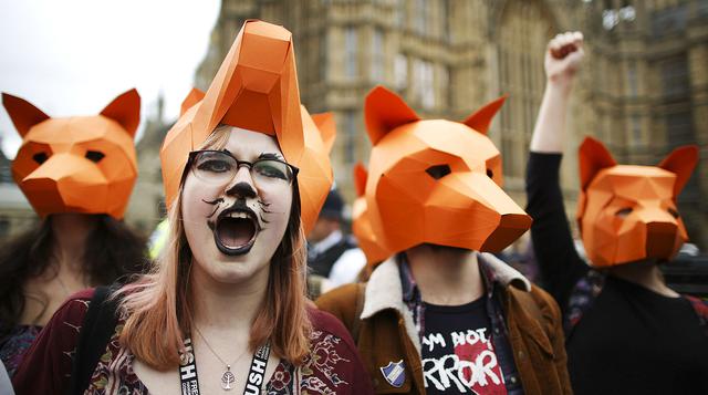 Multitudinaria protesta contra la caza del zorro en Londres - 15