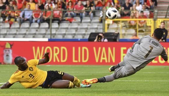 Costa Rica vs. Bélgica: Navas realizó descomunal atajada ante disparo de Lukaku. (Foto: AFP)