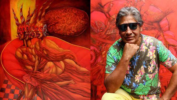 Después de más de 10 años, el pintor cajamarquino Francisco Vilchez, vuelve a tomar el color rojo como signo cromático de su obra en la exposición "Profundo carmesí". A la izquierda, el cuadro "Pigmalión".