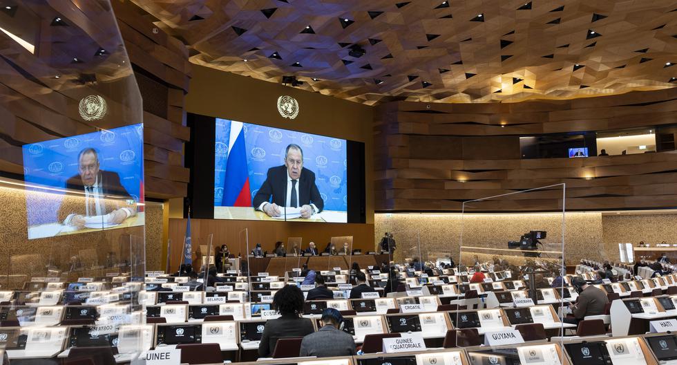 Una sala vacía como reclamo a Rusia, cuyo canciller tenía la palabra durante la sesión 49 del Consejo de Derechos Humanos de las Naciones Unidas. EFE