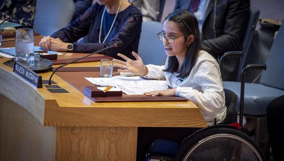 Nujeen Mustafa | La joven siria refugiada y discapacitada que llevó su historia hasta las Naciones Unidas. (EFE)