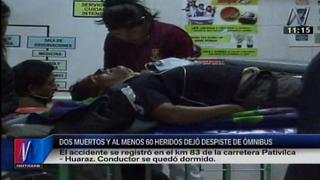 Huaraz: dos muertos y más de 15 heridos tras vuelco de un bus
