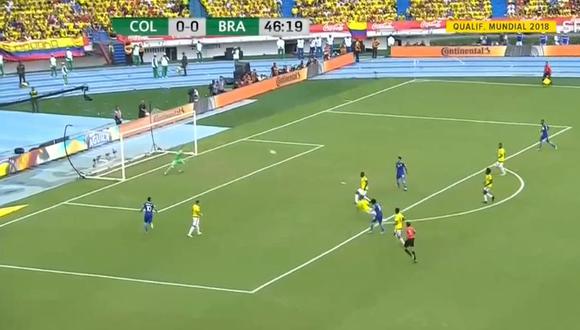 Willian abrió el marcador para Brasil ante Colombia luego de un gran pase de Neymar. (Foto: captura de imagen)