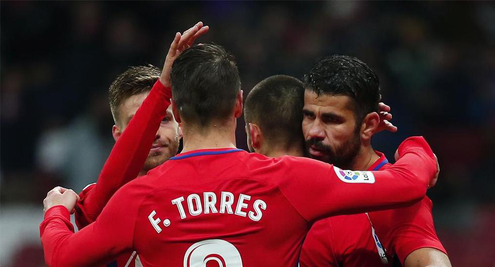 Diego Costa fue expulsado por festejar su gol con la afición del Atlético de Madrid. (Foto: Getty Images)