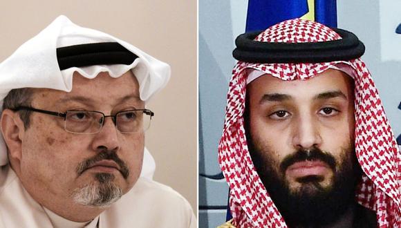 Estados Unidos acusa al príncipe heredero de Arabia Saudita,  Mohammed bin Salman (derecha), de haber ordenado el asesinato del periodista Jamal Khashoggi. (Fotos: MOHAMMED AL-SHAIKH y OSCAR DEL POZO / AFP).