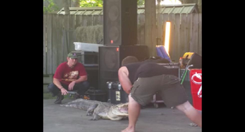 Este entrenador de animales se salvó de ser atacado por un cocodrilo. (Foto: Captura de YouTube)