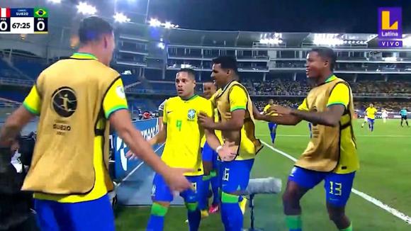 Vitor Roque anotó el 1-0 a favor de Brasil vs. Perú, por el Sudamericano Sub-20. (Video: Latina TV)