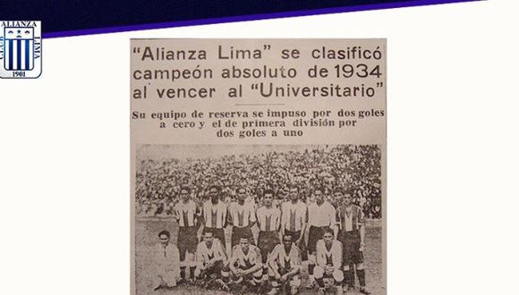 Alianza Lima recordó el título de 1934 | Foto: Alianza Lima