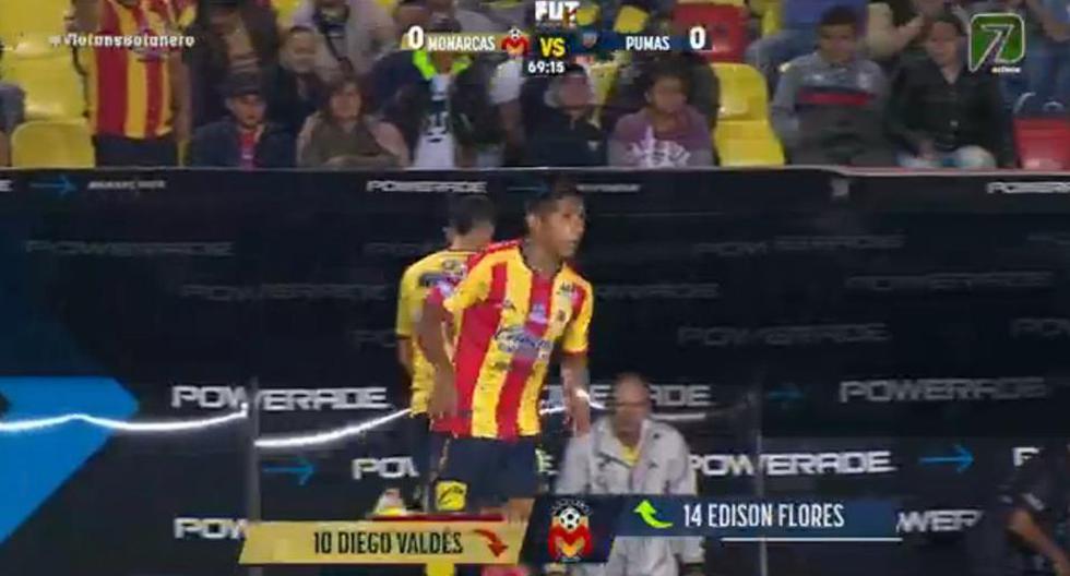 Edison Flores ingresó por Diego Valdés en Monarcas Morelia. (Captura)