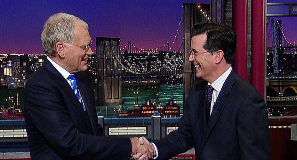 David Letterman y su sucesor, Stephen Colbert. (Foto: CBS)