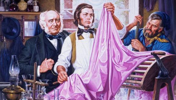 William Henry Perkin (centro) trabajando en su laboratorio en el colorante sintético que bautizó como "malveína". (Imagen: Fundación del Patrimonio Químico)