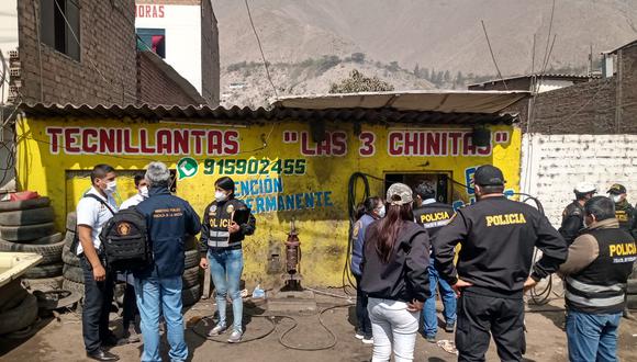 En este local que tenía como fachada una llantería, agentes de la Dirección de Trata de Personas rescataron a cinco menores que eran sometidos a trabajos forzosos. (Foto: GEC)