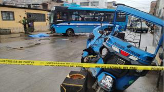 Dos personas mueren en choque entre bus y mototaxi en Villa María del Triunfo | VIDEO 