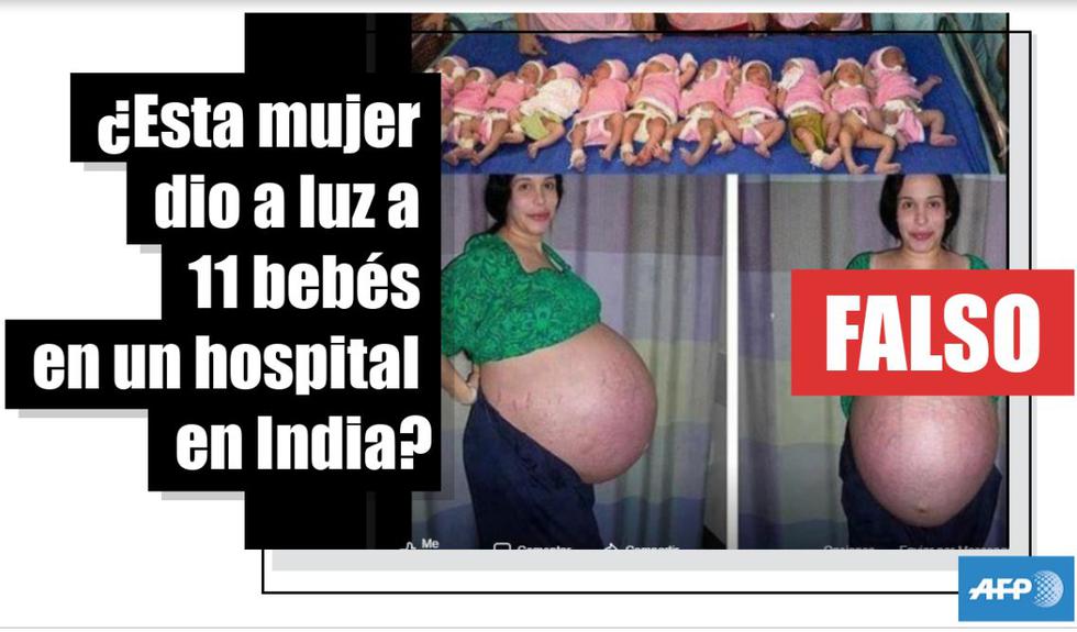 No, esta mujer no dio a luz a 11 bebés en India, pero sí a ocho en Estados Unidos. (AFP).
