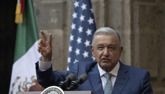 En esta foto de archivo tomada el 10 de enero de 2023, el presidente de México, Andrés Manuel López Obrador, pronuncia un discurso al final de la 10.ª Cumbre de Líderes de América del Norte en el Palacio Nacional de la Ciudad de México. (Foto de Jim WATSON / AFP)