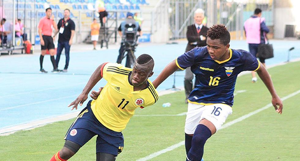 Colombia vino de atrás y venció 2-1 a Ecuador sobre el final, en la primera fecha del hexagonal del Sudamericano Sub 17. (Foto: Twitter - Sudamericano Sub 17)