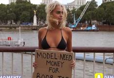 Modelo pedía dinero en la calle para aumentarse los senos, pero...