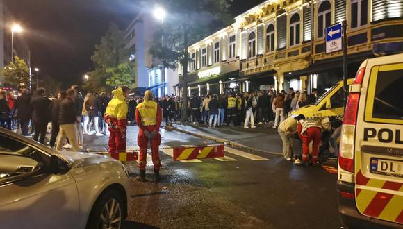 La escena después de unos disturbios en Trondheim, Noruega el 25 de septiembre del 2021. (Joakim Halvorsen/NTB via AP).