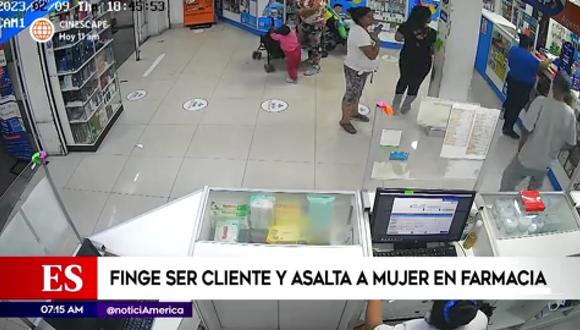 Finge ser cliente y asalta a mujer en farmacia en SJL. (Foto: América Noticias)