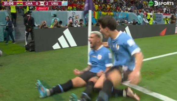 Doblete de De Arrascaeta para el 2-0 de Uruguay vs. Ghana. (Captura: DirecTV Sports)