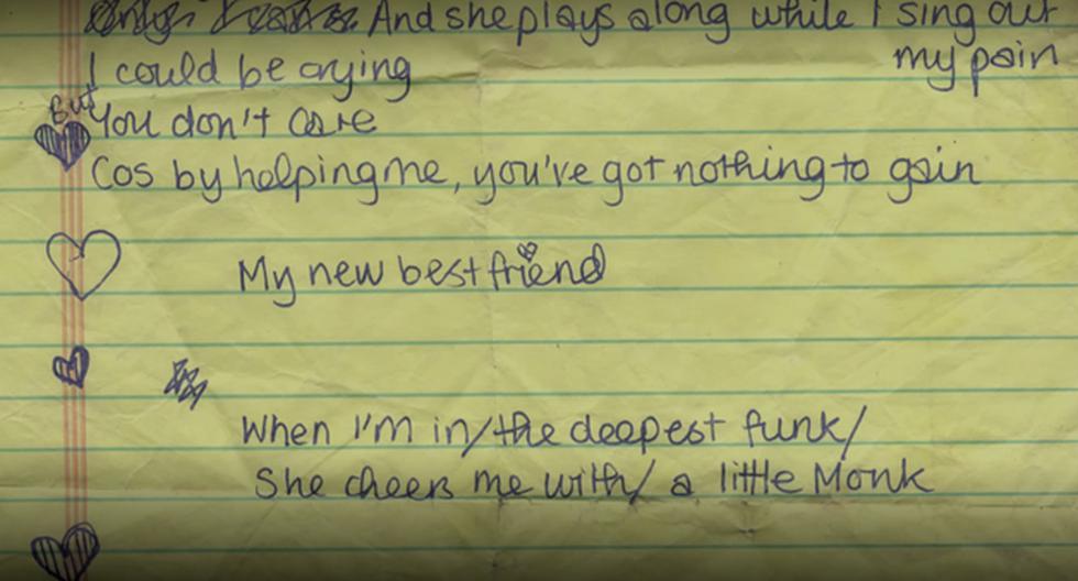 Algunas notas de Amy Winehouse mostradas en su biopic. (Foto:Difusión)