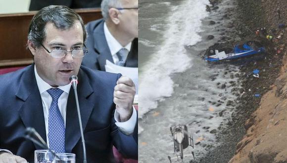 Ministro Bruno Giuffra se presentó en el Congreso por el accidente en Pasamayo que dejó 52 muertos. (MTC/ El Comercio)