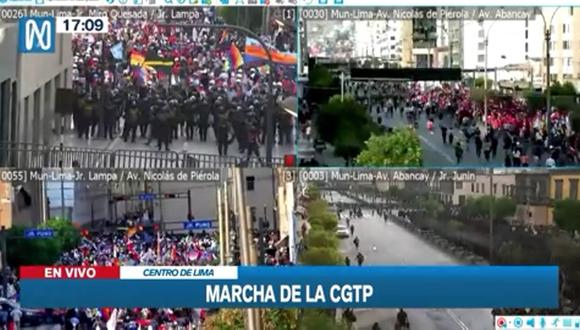 Marcha de la CGTP en el Centro de Lima. (Foto: Canal N)