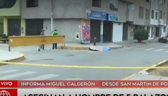 Un hombre fue perseguido hasta la urbanización San Diego, en el distrito de San Martín, y luego fue asesinado. (Foto: Captura / América Noticias)