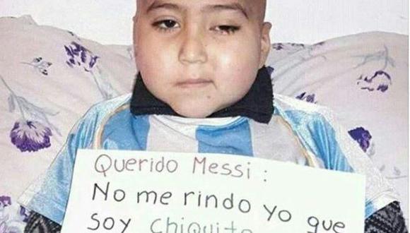 Niño con cáncer cerebral le pide a Lionel Messi que no se rinda
