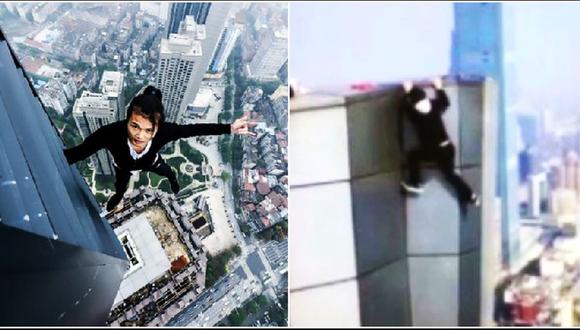 Wu Yongning, conocido por hacer acrobacias en rascacielos sin ningún tipo de protección, falleció al caer del piso 62. Al parecer, el joven iba a recibir más de US$ 14.000 por el reto. (Foto: Redes sociales / Captura)