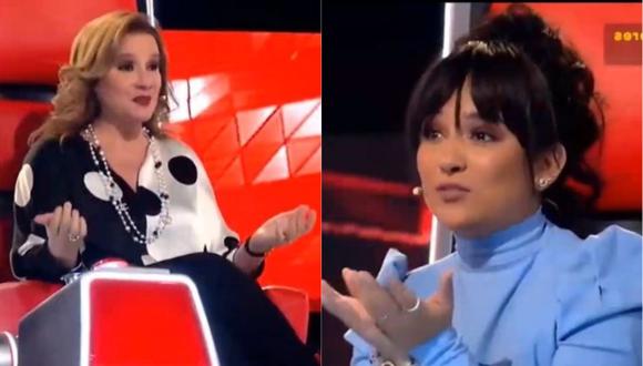 Lucía Galán, del dúo Pimpinela, pide que le apaguen el micrófono a Daniela Darcourt. (Foto: Captura de video)