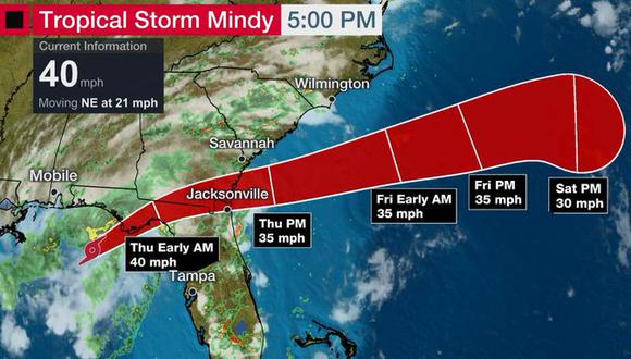 La tormenta tropical Mindy amenaza a Florida. (@weatherchannel / Twitter).