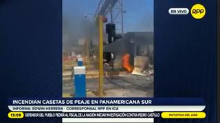 Ica: reportan que manifestantes prendieron fuego a casetas de peaje en el kilómetro 273 de la Panamericana Sur